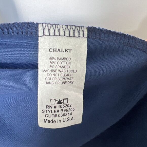 Chalet Bamboo & Cotton Off Shoulder Navy Blue Midi Dress Size Medium USA Made - Picture 4 of 5